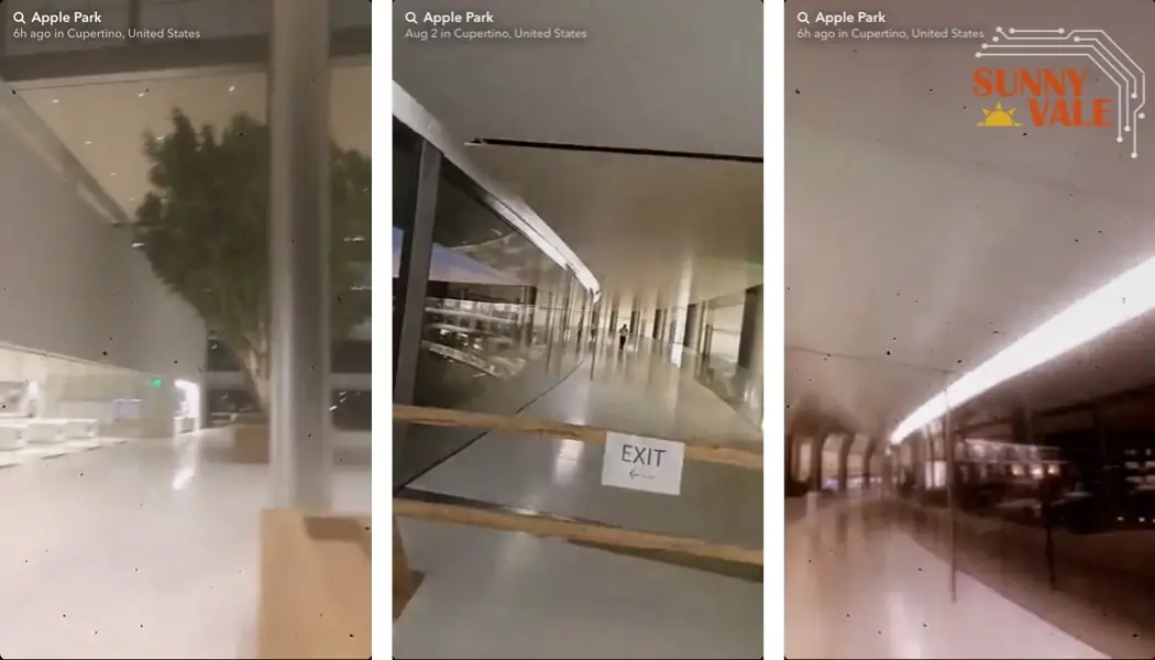 Des ouvriers ouvrent les portes d'Apple Park sur Snapchat (photos+vidéo)