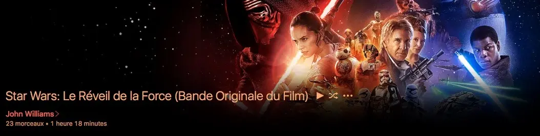 La bande originale de Star Wars : Le Réveil de la Force est disponible sur iTunes