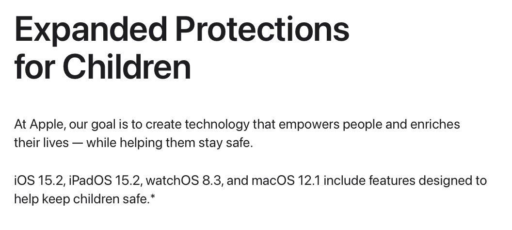 iOS 15.4 / macOS 12.4 : Apple étend progressivement ses mesures de protection pour les enfants