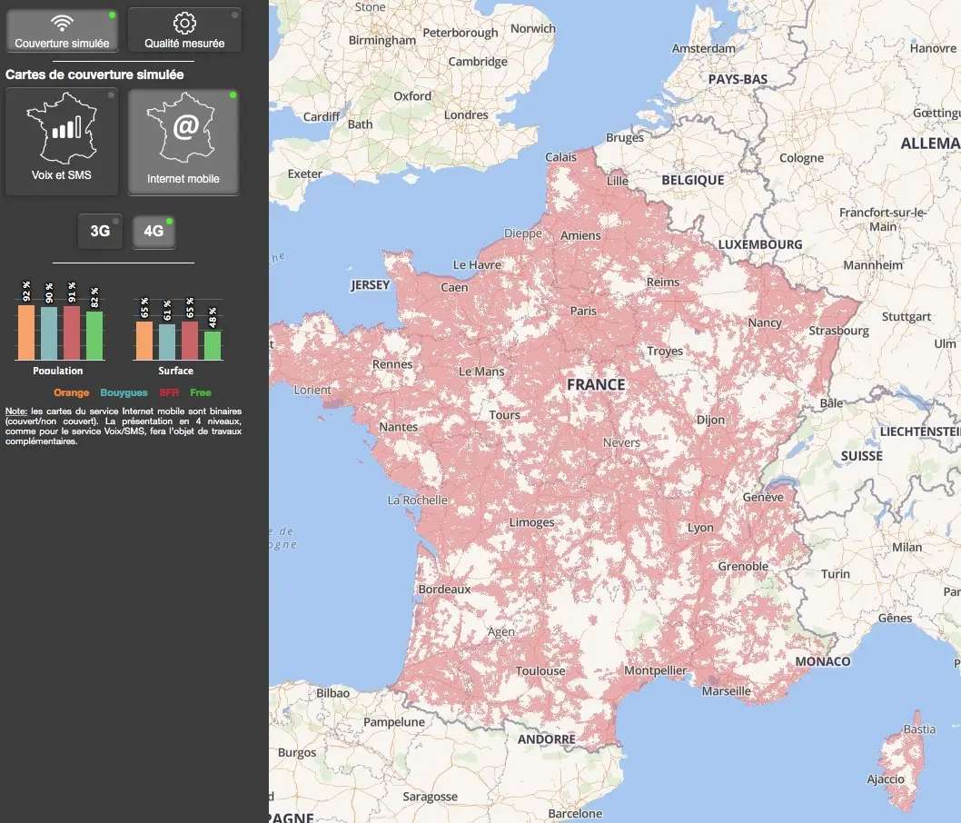 Couverture mobile : enfin une carte officielle (et a priori plus précise), quartier par quartier