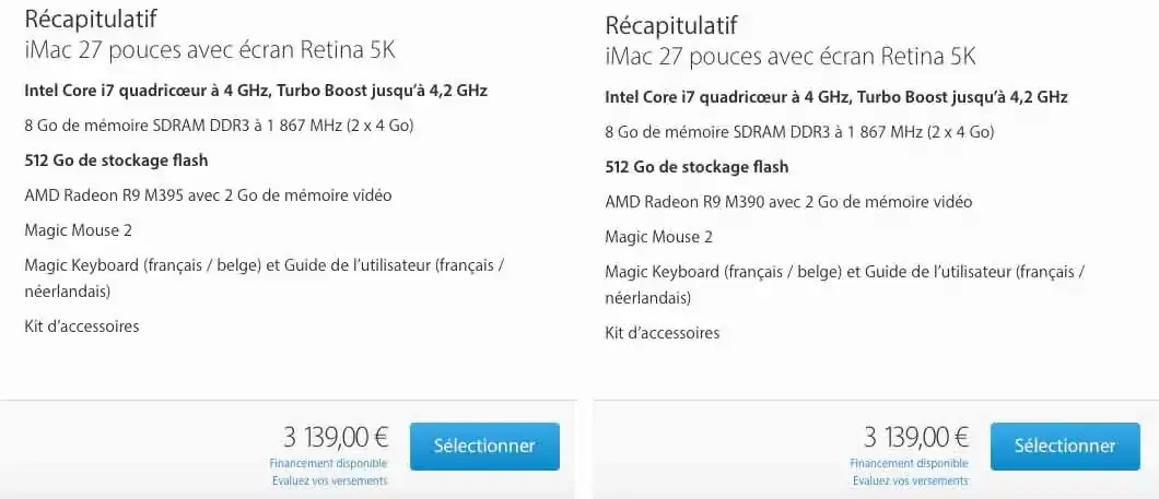 Chez Apple, tu peux t'acheter un iMac moins bien équipé pour le même prix