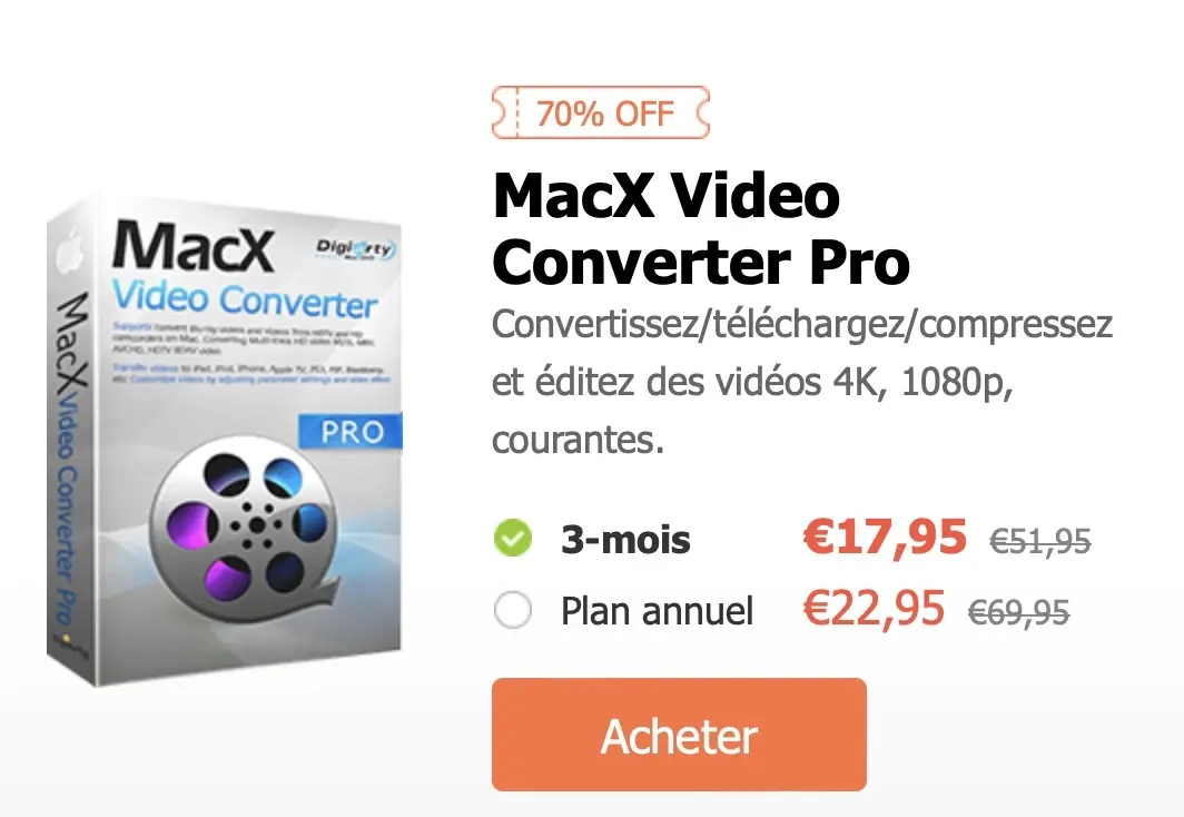 Bon plan Black Friday : MacX Video Converter Pro à -70% (conversion de films 1080p/4k) !