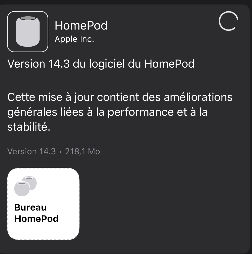 Une nouvelle version 14.3 du logiciel pour les HomePod/HomePod mini