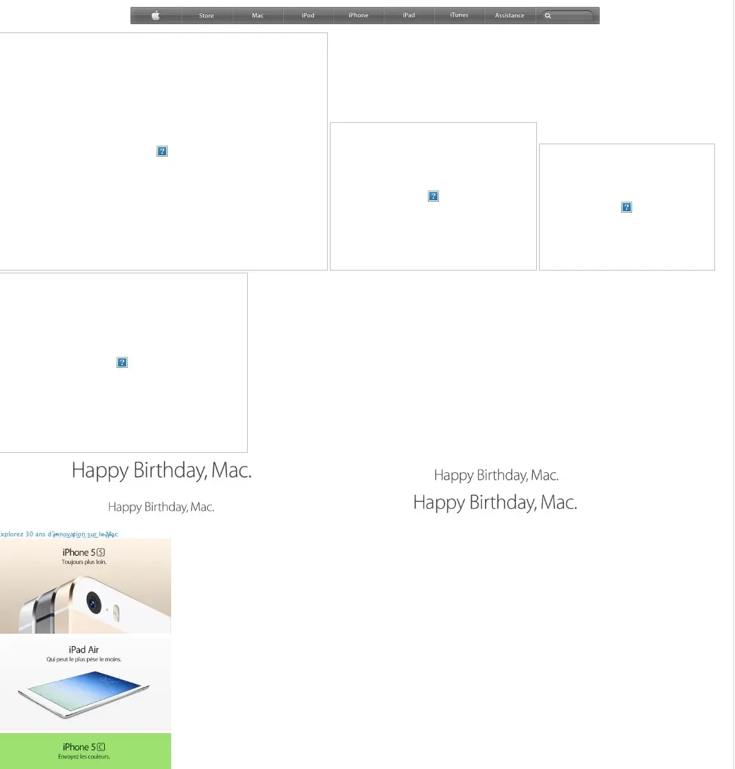C'est la pagaille sur la home du site d'Apple France