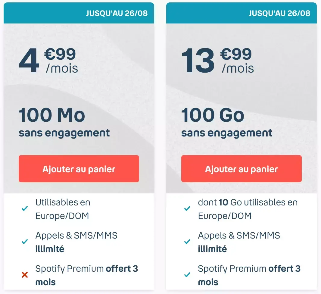 Bons Plans opérateurs : des offres sans engagement de 12,99 à 16,99€ (de 60 à 100Go) !