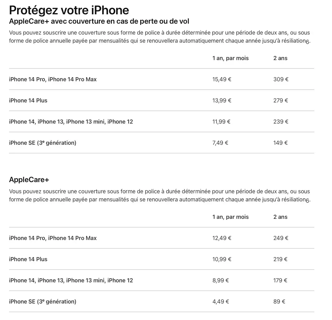 iPhone 14 : l'Apple Care+ coûte plus cher, mais couvre un nombre illimité de réparations