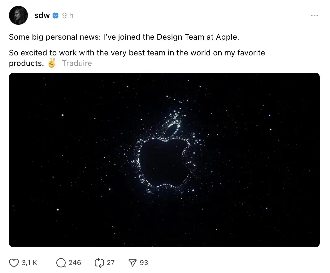 Jony Ive a-t-il un successeur&nbsp;? Le co-fondateur d'Halide rejoint l'&eacute;quipe design d'Apple&nbsp;!