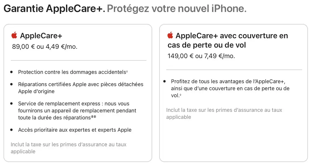 AppleCare+ avec perte ou vol d'iPhone est disponible en France [tarifs]