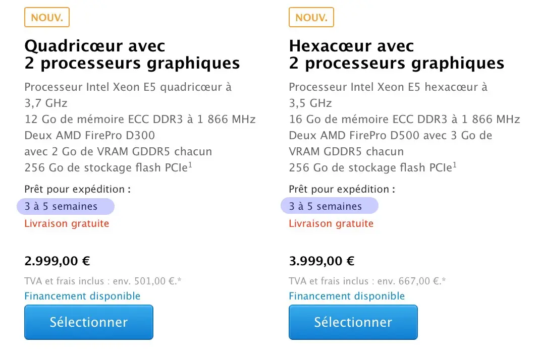 Mac Pro : des délais de livraison presque acceptables