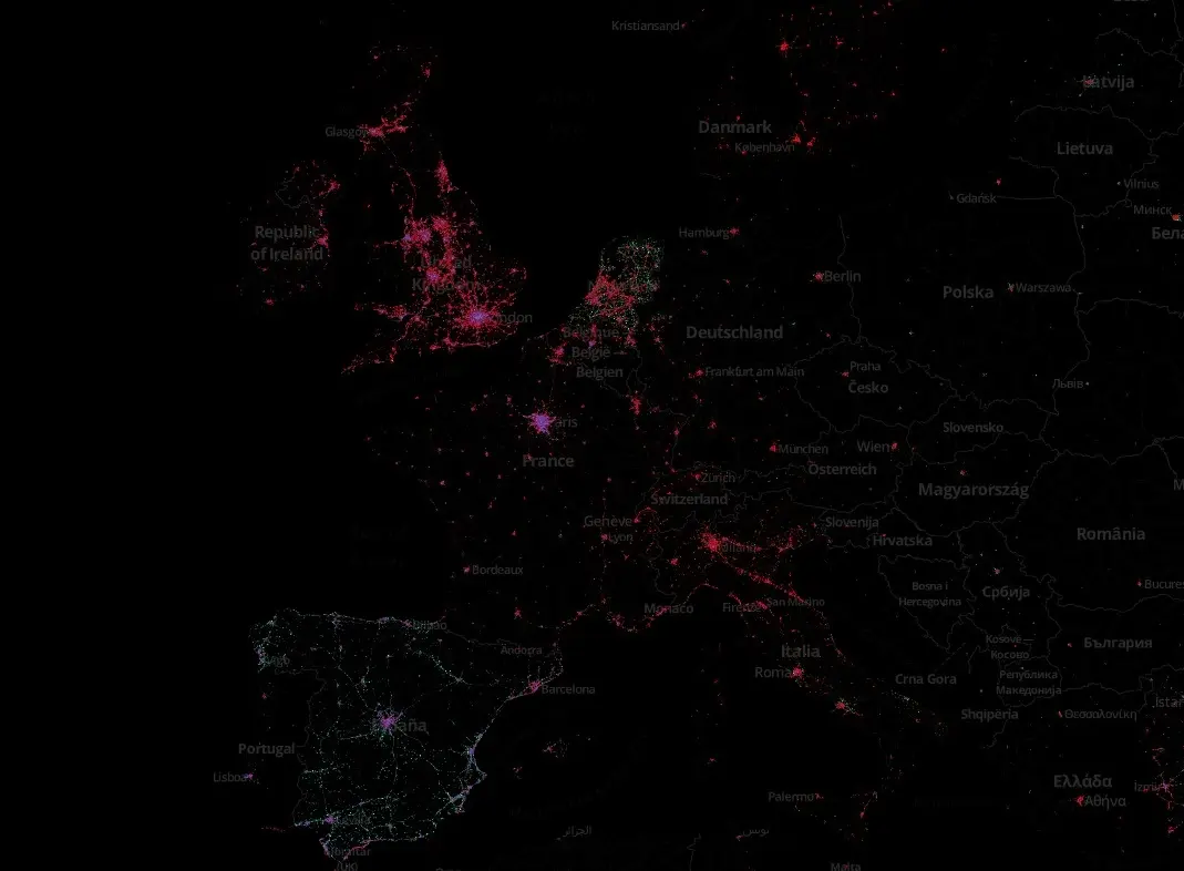 La carte des tweets montre qui domine d'iOS ou d'Android selon les pays