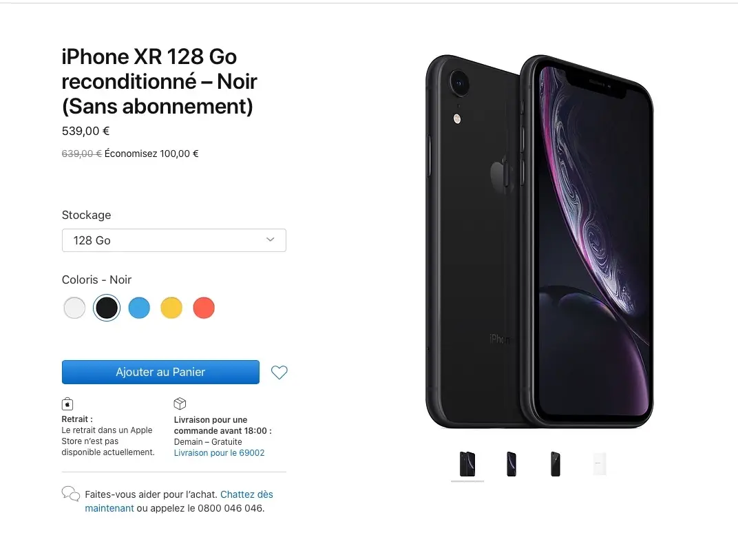 L'iPhone XR 128 Go à 539€ sur le Refurb