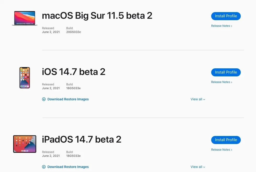 Une seconde bêta pour iOS/iPadOS/tvOS 14.7, watchOS 7.6 et macOS 11.5