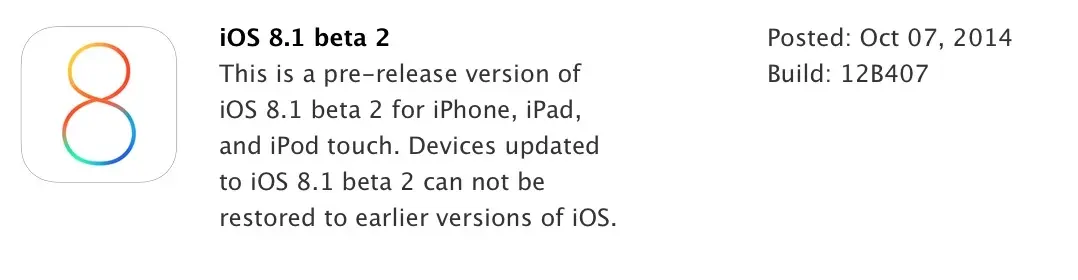 iOS 8.1 Beta 2 de sortie