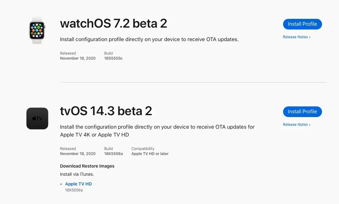 Une seconde bêta pour watchOS 7.2 et tvOS 14.3