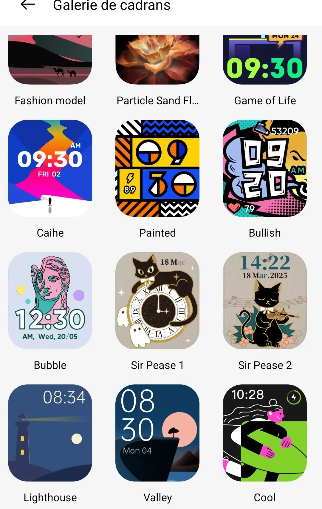 Le choix de cadrans est interminable...