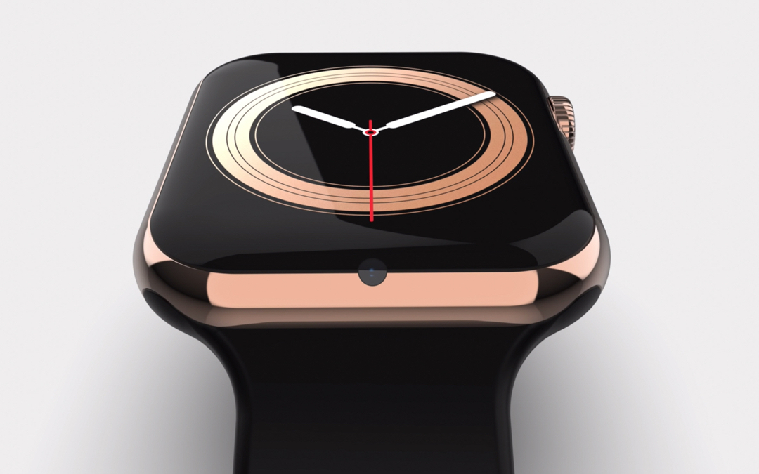 Concept : une Apple Watch Series 5 ni ronde, ni carrée, noir profond ou or 18 carats