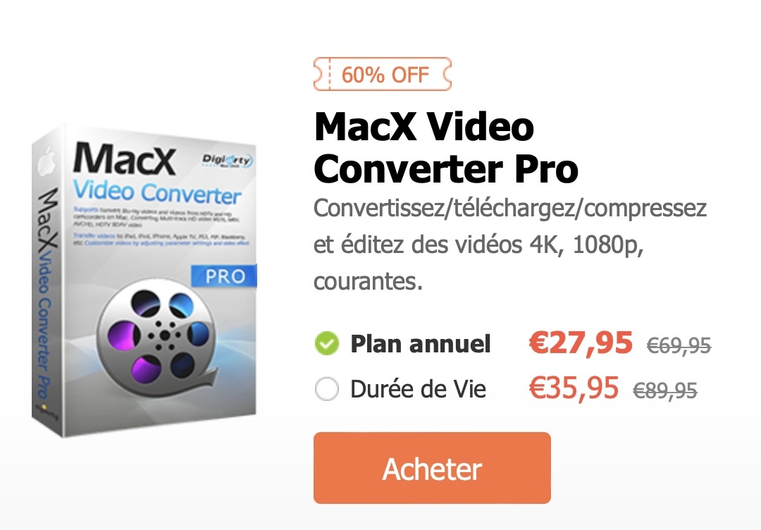 Bon plan : MacX Video Converter Pro à -60% (conversion de films 1080p/4k) !