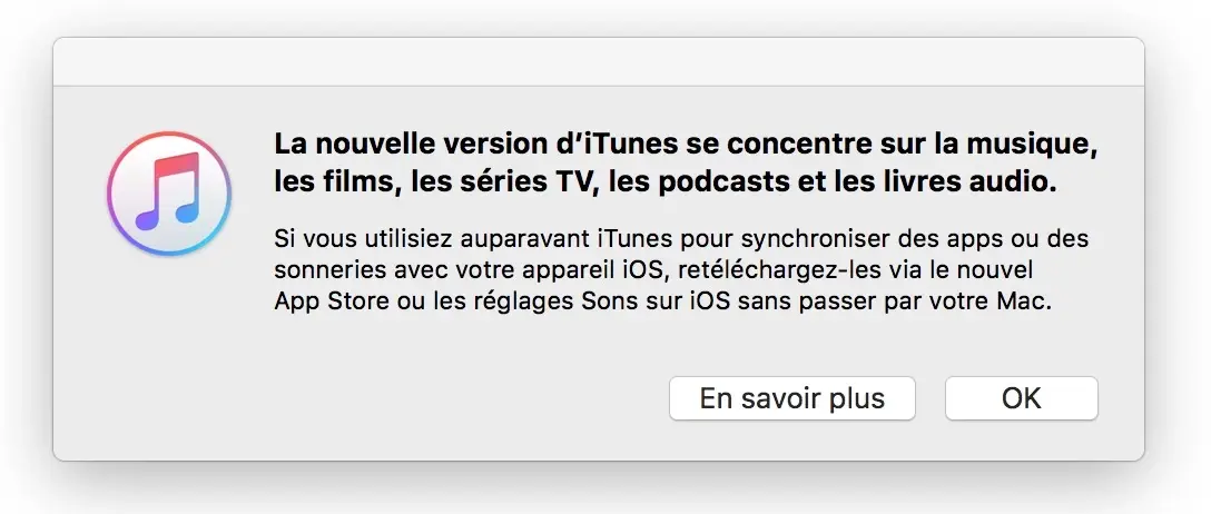 Apple distribue iTunes 12.7, compatible avec iOS 11 mais débarrassé de l'App Store