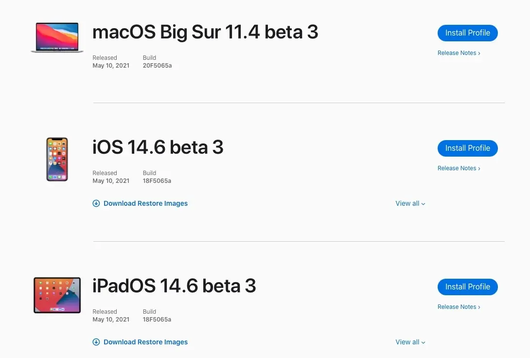 Une troisième bêta pour iOS/iPadOS/tvOS 14.6, macOS 11.4 et watchOS 7.5