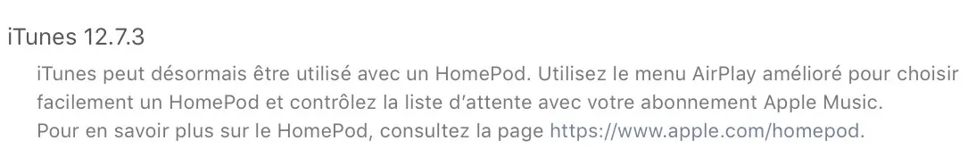 iTunes 12.7.3 prend en charge le HomePod