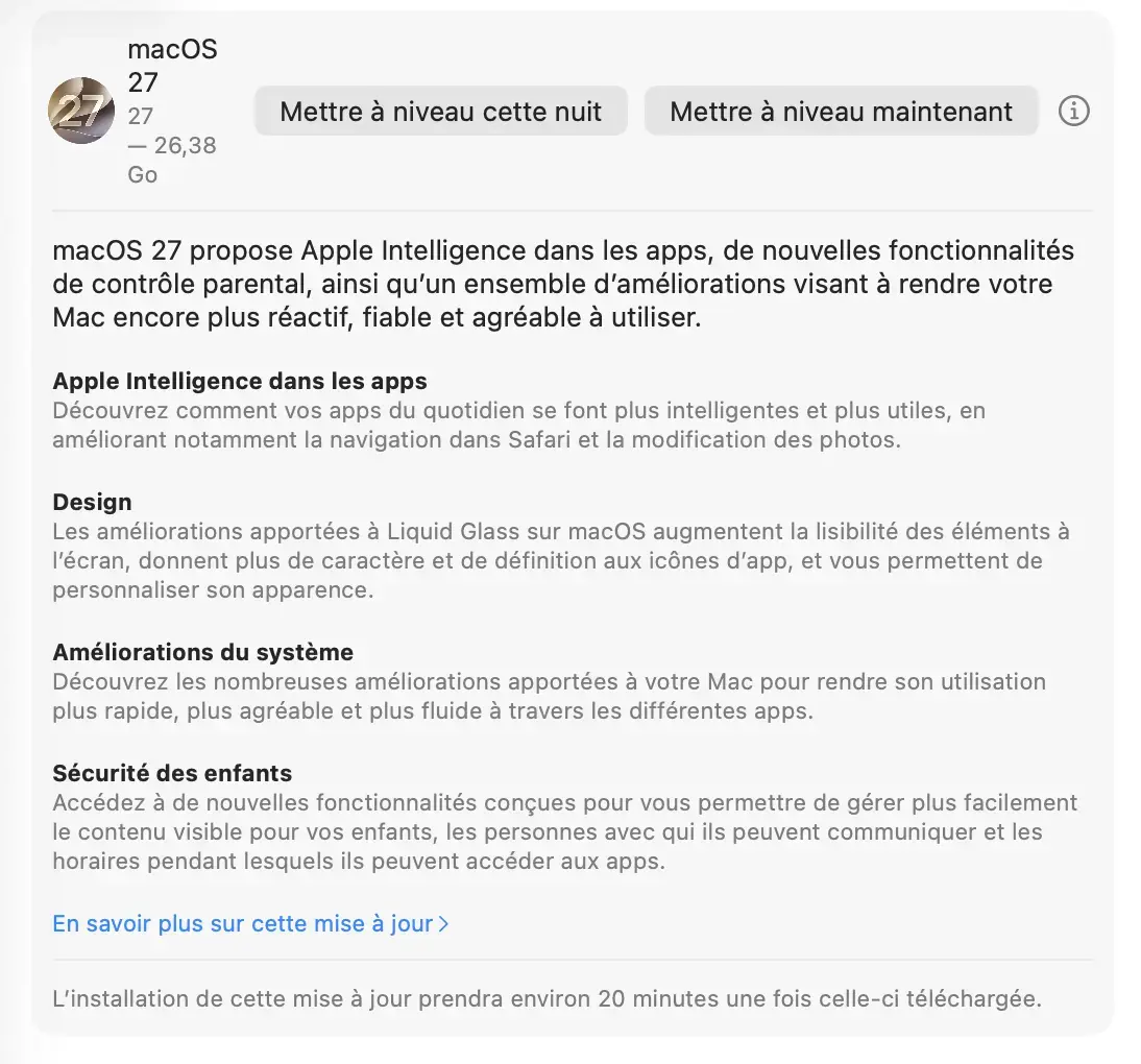 iOS 27, macOS 27, iPadOS 27 et watchOS 27 sont disponibles&nbsp;!