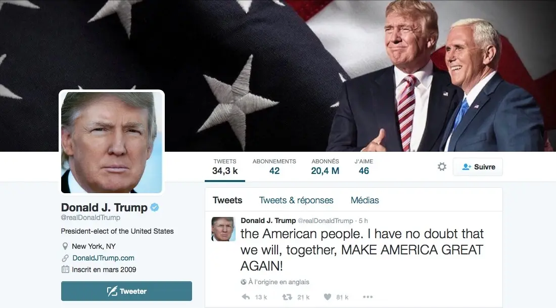 Une App pour suivre Trump sur Twitter (et investir en Bourse)