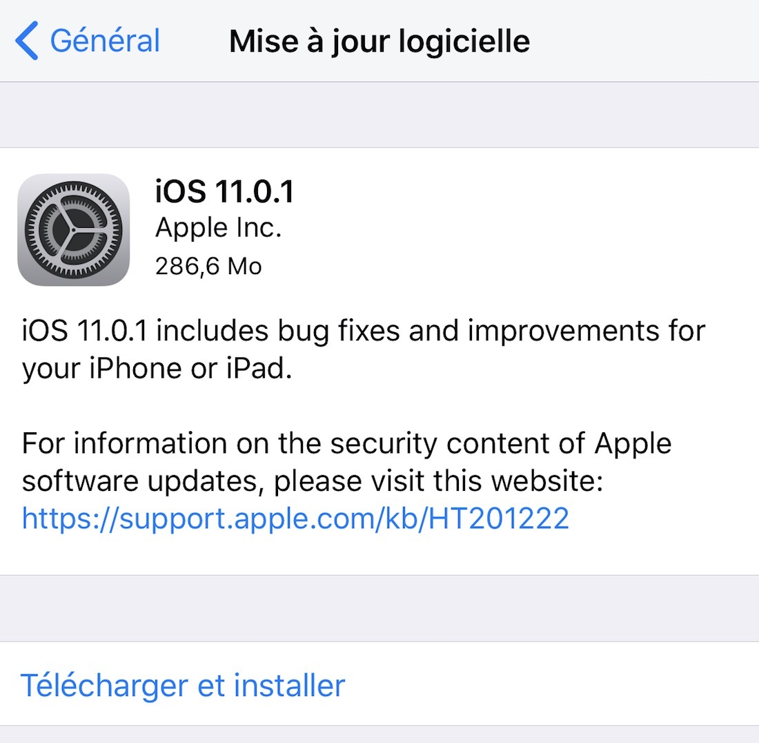 iOS 11.0.1 est disponible !