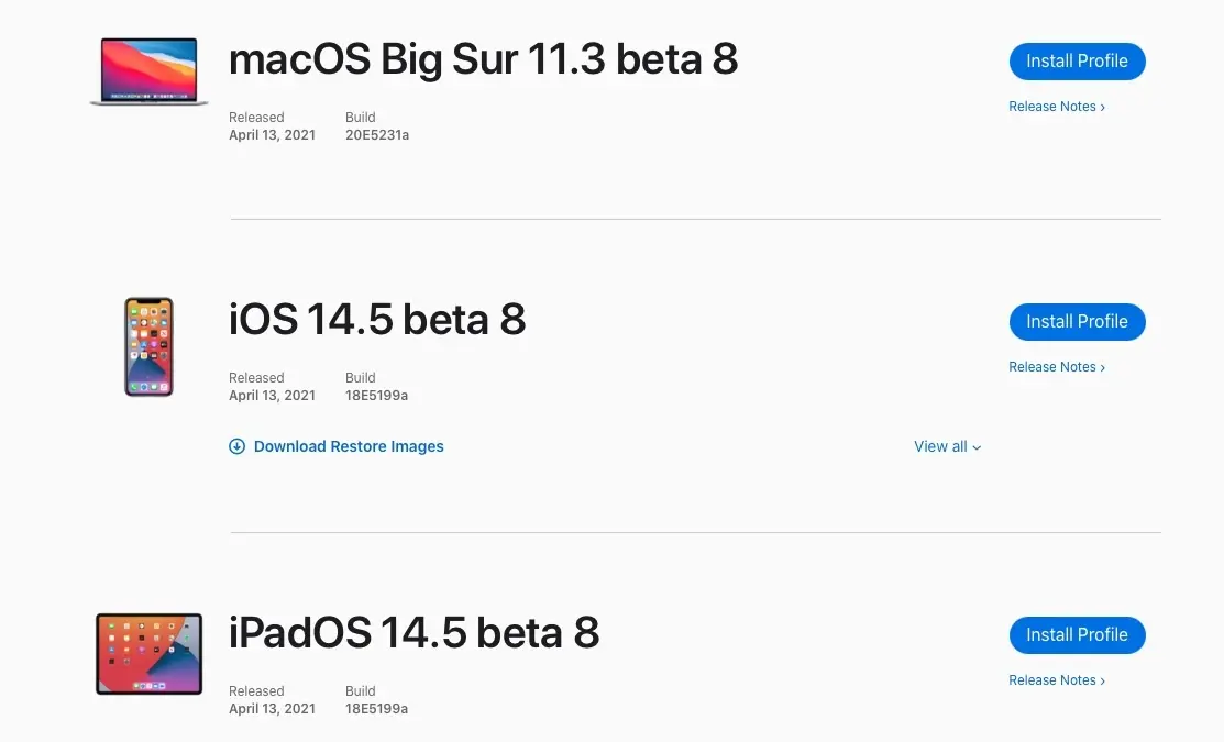 Une huitième bêta pour iOS/iPadOS 14.5 et macOS 11.3