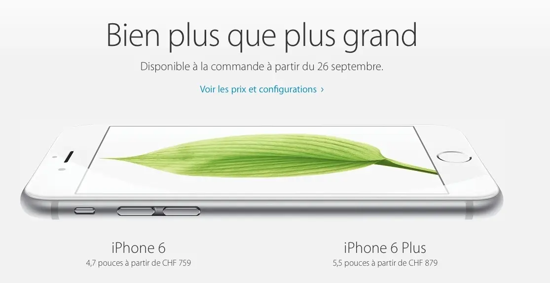 Suisse : on pourra commander l'iPhone 6 à partir du 26 septembre (prix renseignés)