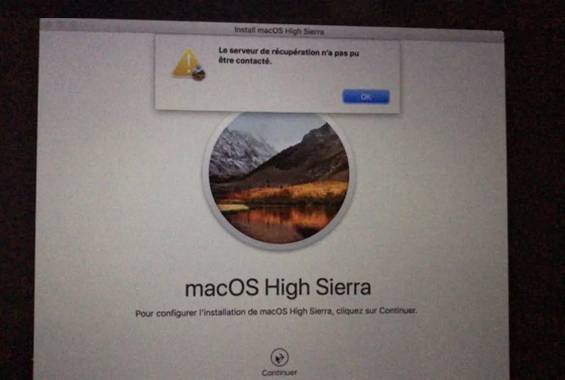 Sierra/High Sierra : que faire quand le serveur de récupération est "indisponible" à l'installation ?