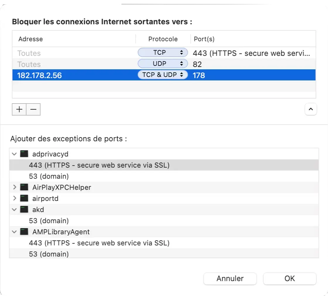 NetBarrier exceptions processus