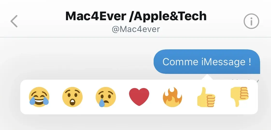 Twitter propose des réactions aux messages directs (comme dans iMessage)