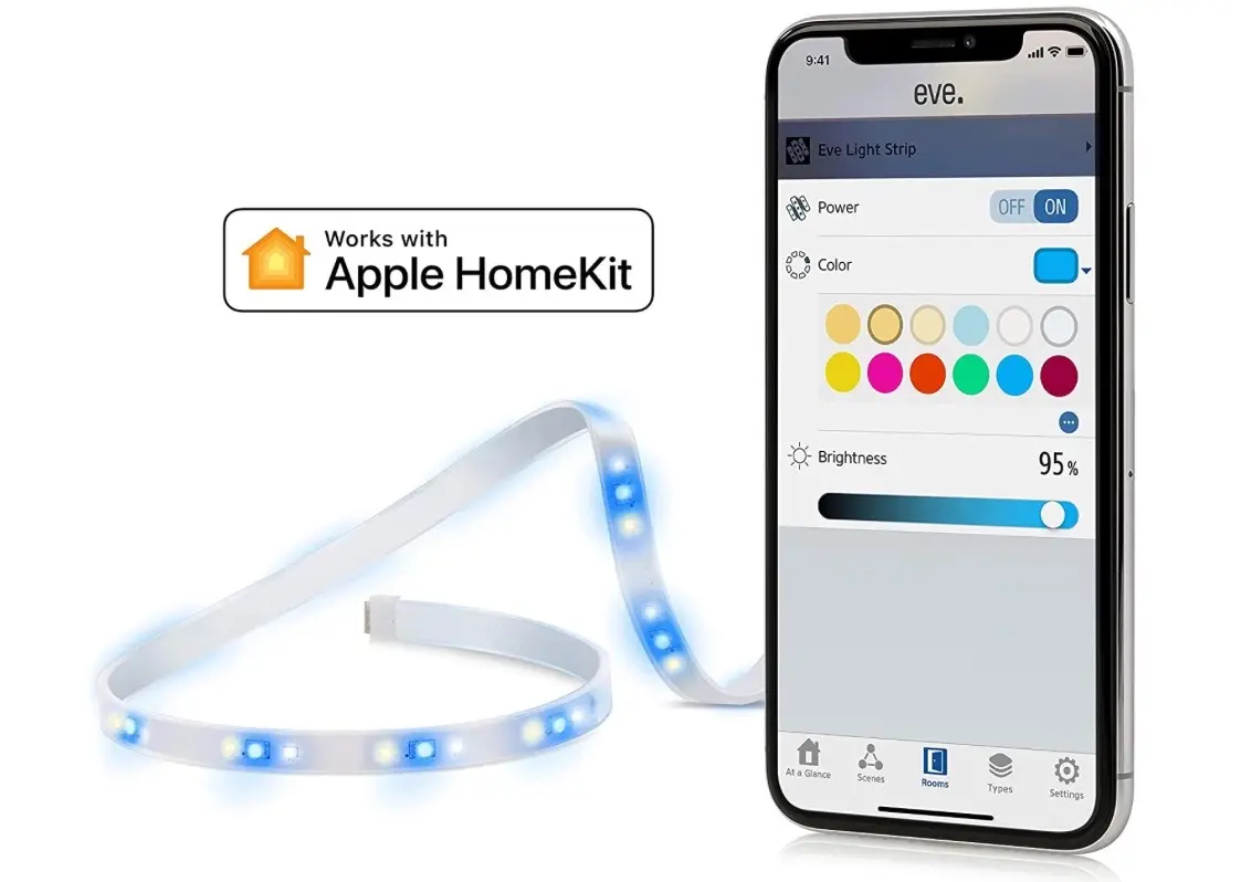 Le bandeau LED Eve Light Strip est compatible avec l'éclairage adaptatif HomeKit