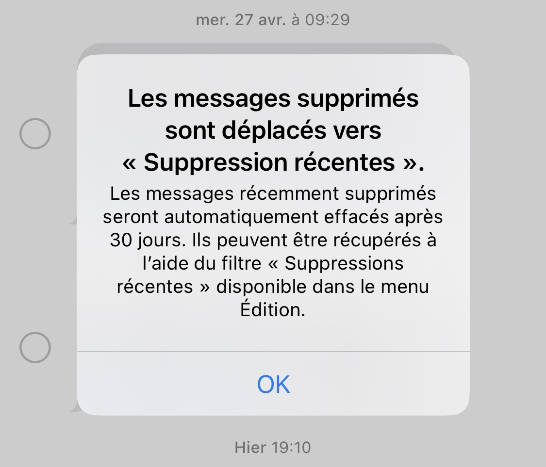 iOS 16 introduit une nouvelle section "Suppressions récentes" dans Message !