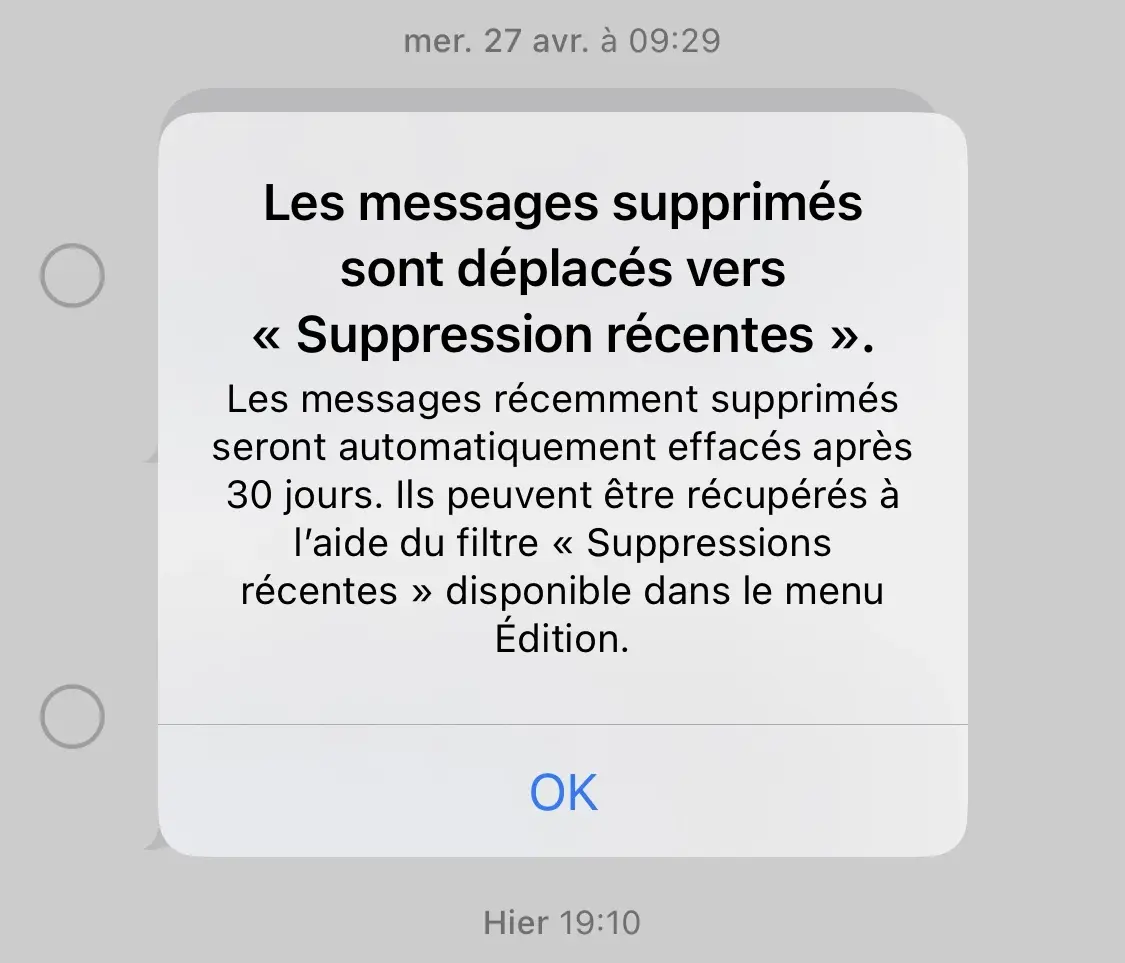 iOS 16 introduit une nouvelle section "Suppressions récentes" dans Message !