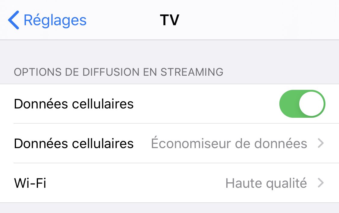 iOS 13.4 : l’app TV permet d’économiser les datas