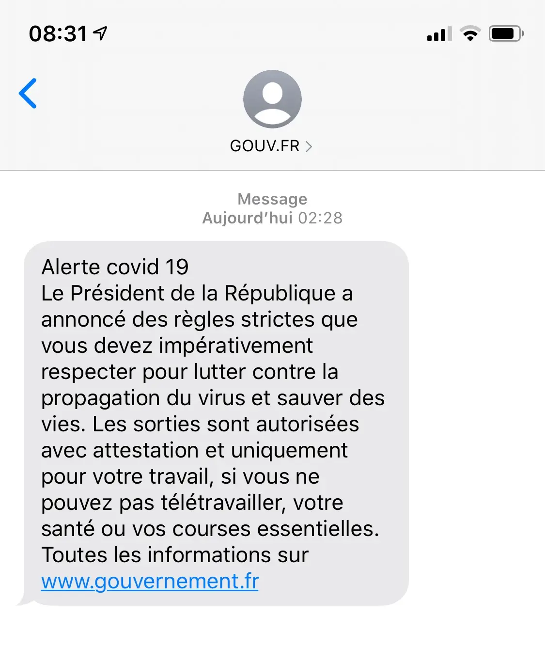 Gouvernement : un SMS d’urgence sur tous les smartphones #covid-19 #restezchezvous