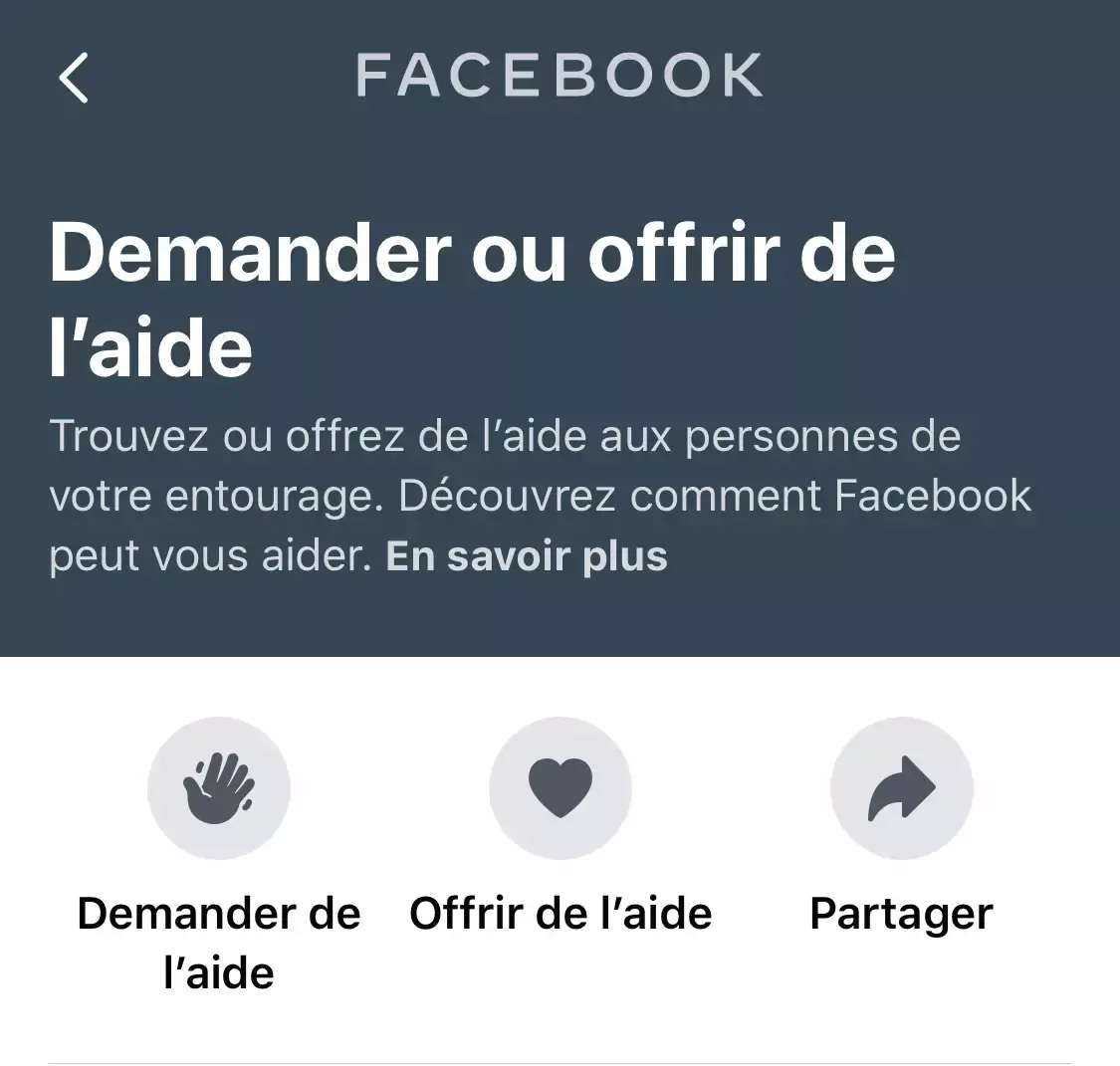 Demander ou offrir de l'aide : Facebook crée une nouvelle communauté #covid-19