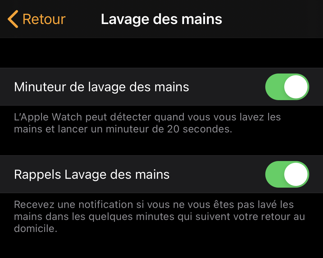 watchOS 7 : "Lavage de mains" s'offre un petit rafraichissement (et des options en plus)