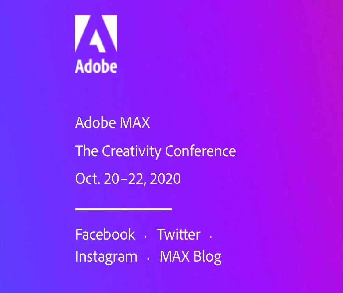 Adobe MAX 2020 : un évènement gratuit et en ligne du 20 au 22 octobre