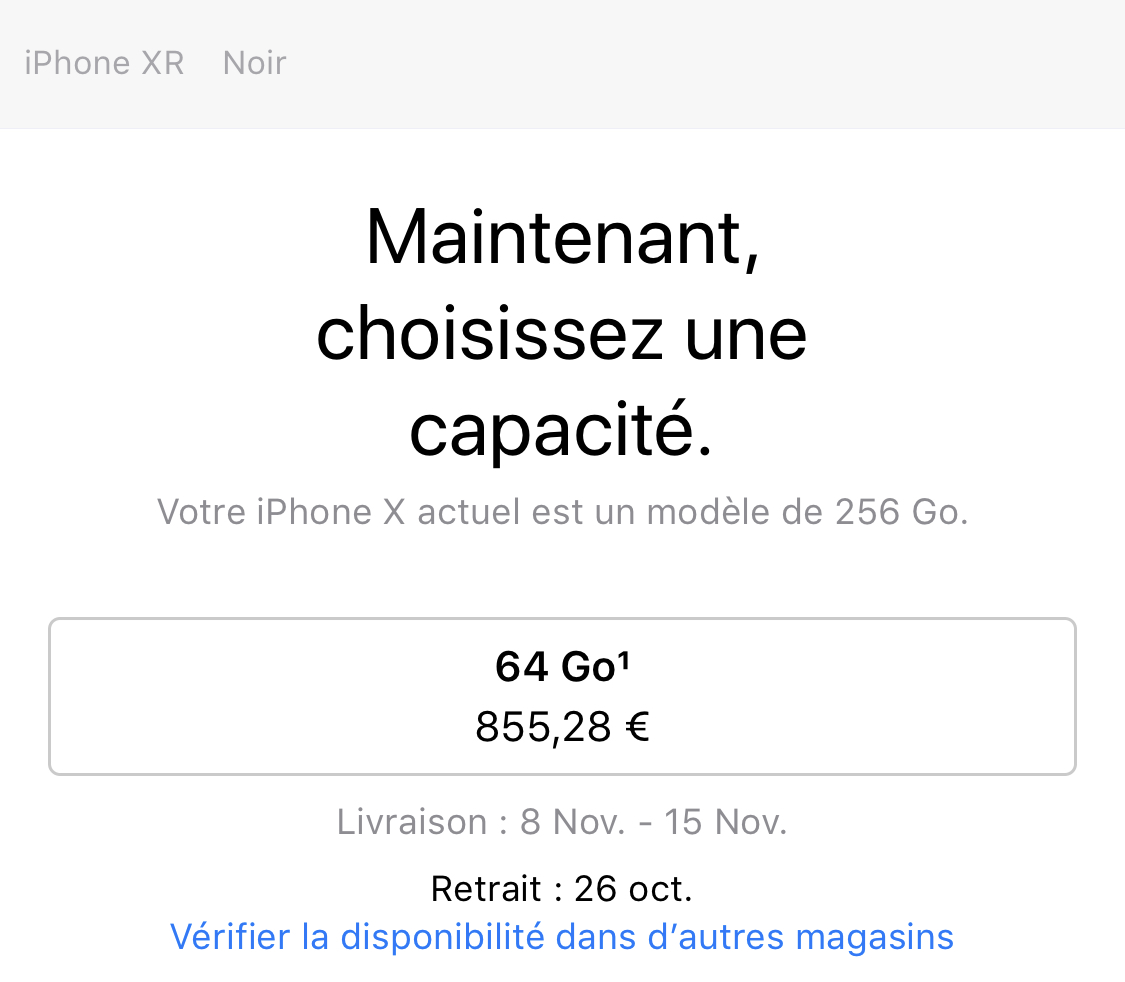 L’iPhone XR noir 64 Go plébiscité sur l’Apple Store (les listes d’attente commencent)