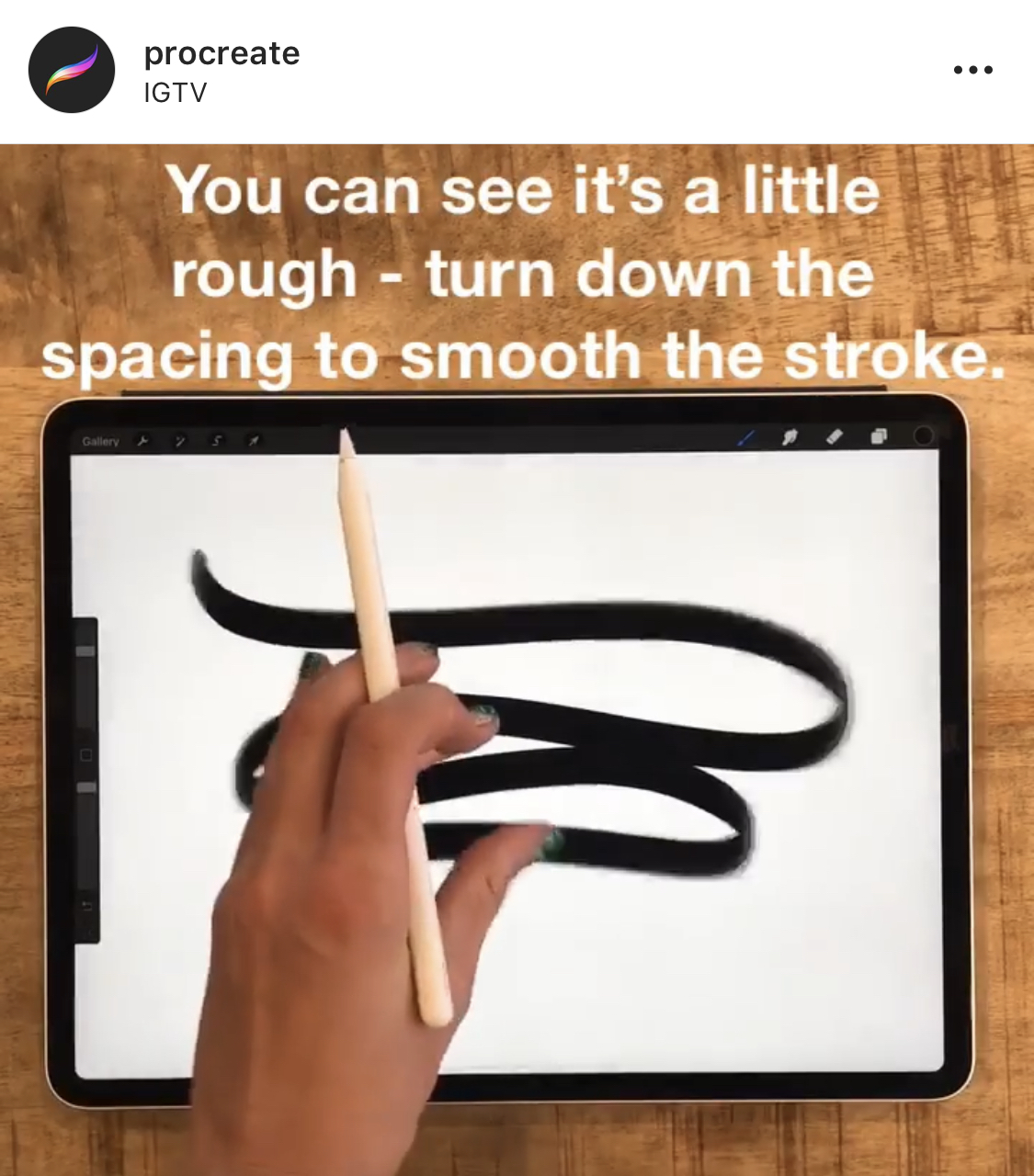Procreate publie un « tutoriel calligraphie » sur Instagram (IGTV)