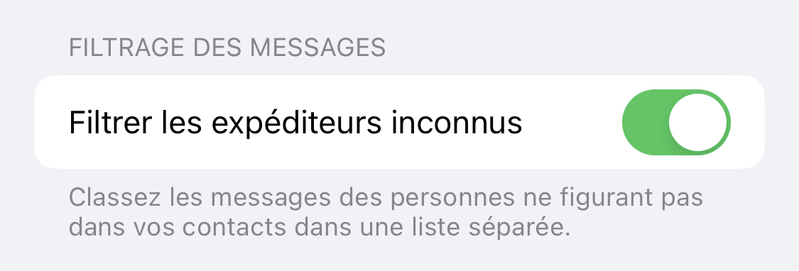 iOS16 va mieux filtrer les messages des expéditeurs inconnus