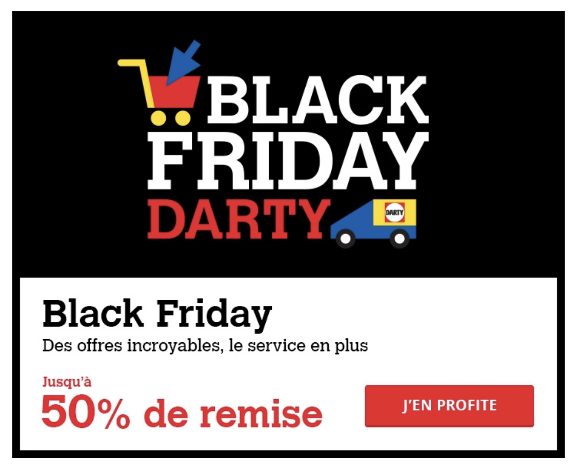 #BlackFriday : Darty offre 10€ tous les 100€ d'achat (cumulable)