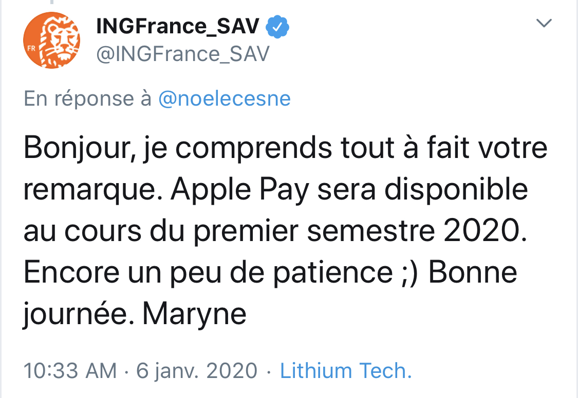 Apple Pay arrive enfin chez ING