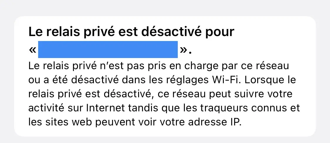 iOS 15.3 : la dernière bêta modifie le message d'erreur pour Relais Privé