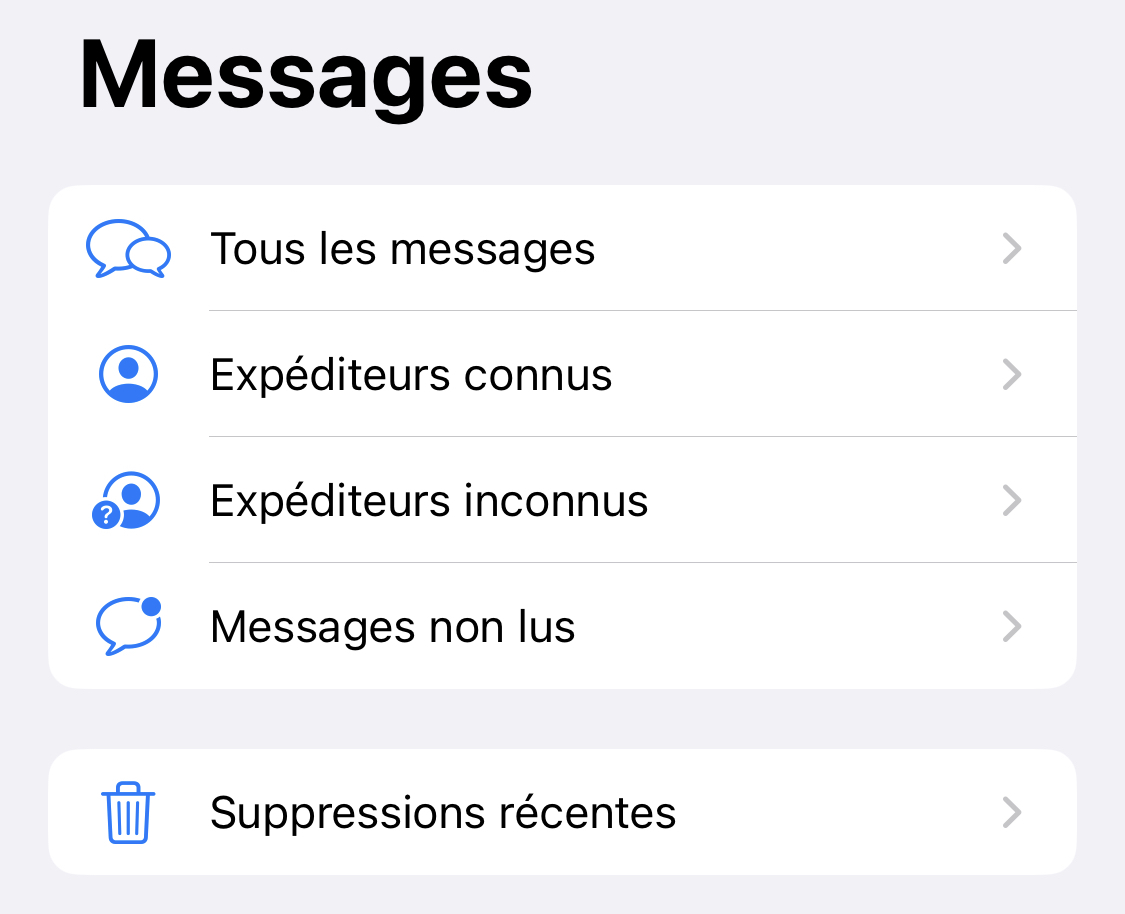 iOS16 va mieux filtrer les messages des expéditeurs inconnus