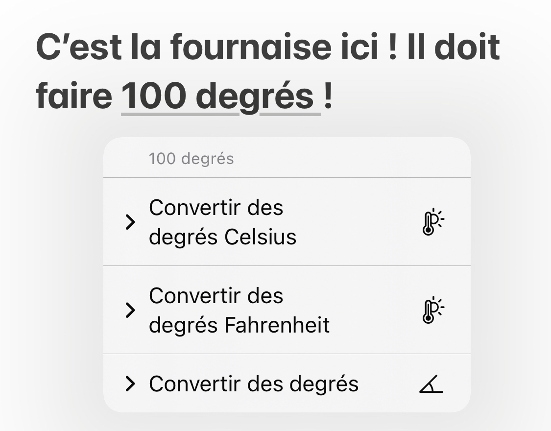 iOS16 convertit automatiquement les unités dans les textes (températures, distances, monnaies...)