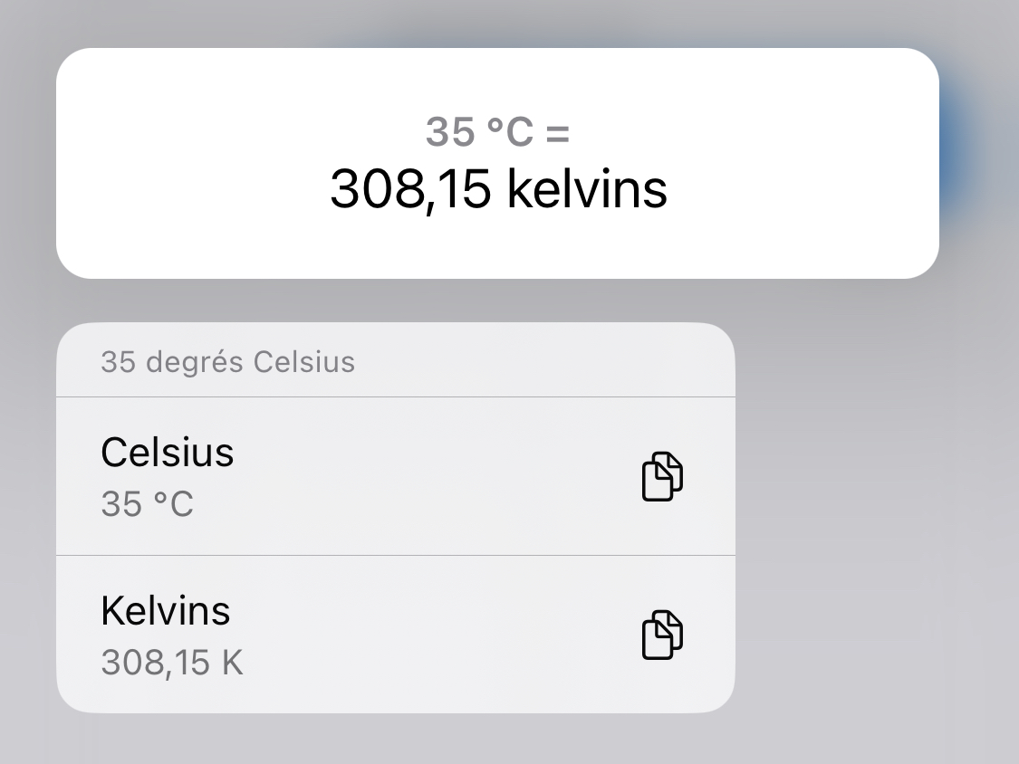 iOS16 convertit automatiquement les unités dans les textes (températures, distances, monnaies...)