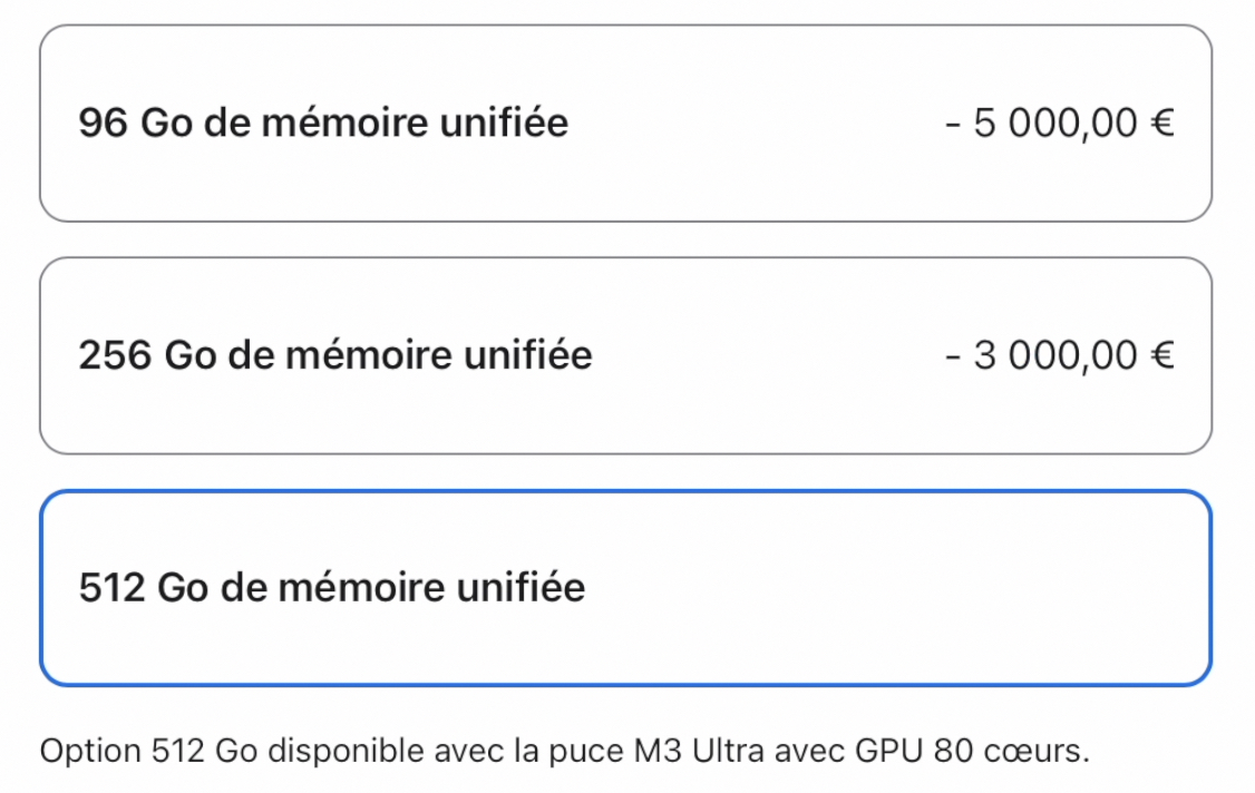 L'option 512Go de RAM disparait du Mac Studio M3 Ultra&nbsp;: la crise de la RAM touche aussi Apple